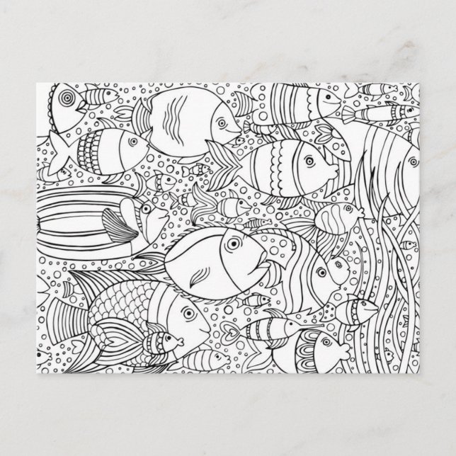 Postal Escuela Inspirada De Pescado (Anverso)