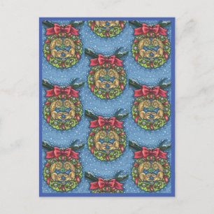 POSTAL ESCUELLOS DE BESO CUBIERTO BAJO MISTLETO, AGUA DE 