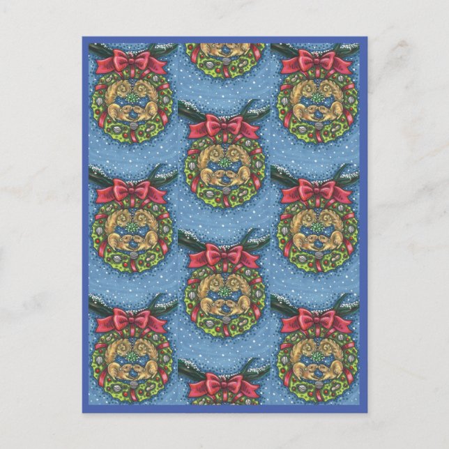 POSTAL ESCUELLOS DE BESO CUBIERTO BAJO MISTLETO, AGUA DE  (Anverso)