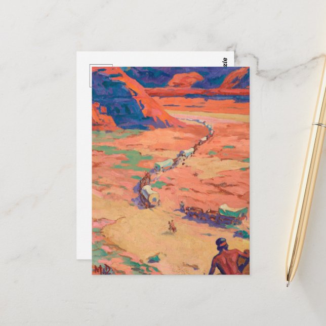 Postal Esculpiendo a los intrusos por Maynard Dixon (Anverso/Reverso In Situ)