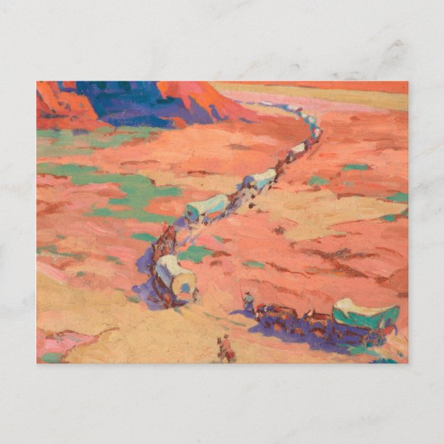 Postal Esculpiendo a los intrusos por Maynard Dixon (Anverso)