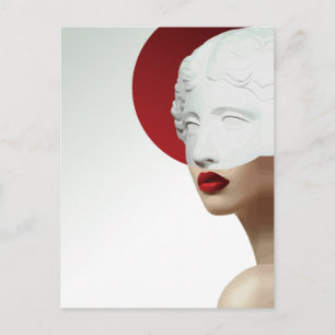 Postal Escultura Clásica Minimalista Círculo Rojo Moderno
