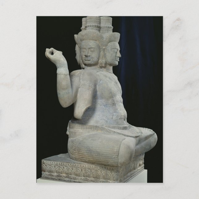 Postal Escultura de Brahma con cuatro caras (Anverso)