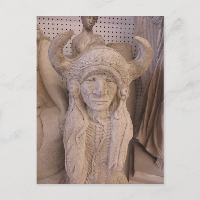 Postal Escultura de cabeza india (Anverso)