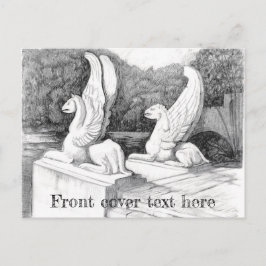 Postal Escultura de Griffins lápiz monocromo Art