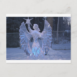Postal Escultura de invierno de nieve ángel fe cristianis