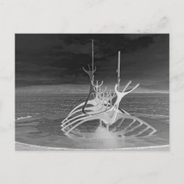 Postal Escultura de la Voyager del Sol, Islandia, reversa