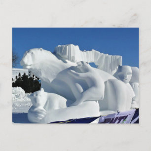 Postal Escultura de Nieve de Oso Polar, Quebec, Canadá