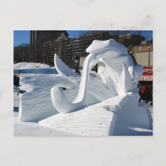 Postal Escultura de nieve de rana, Quebec, Canadá