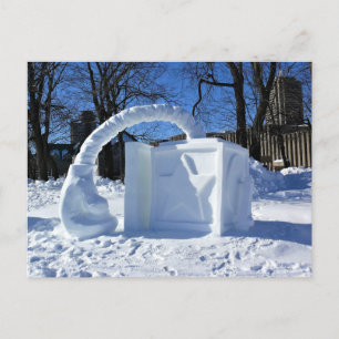 Postal Escultura de nieve, Quebec, Canadá