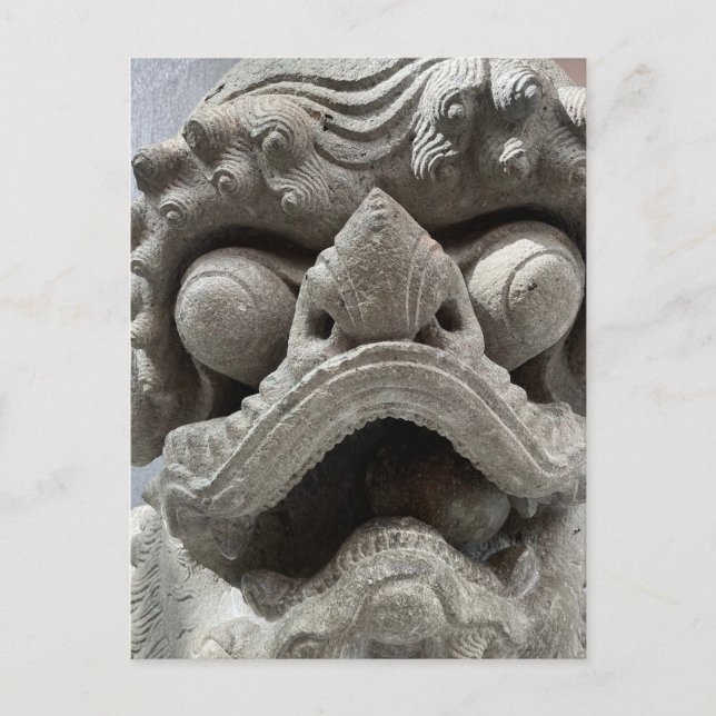 Postal Escultura de roca de granito de perro Foo dragón c (Anverso)