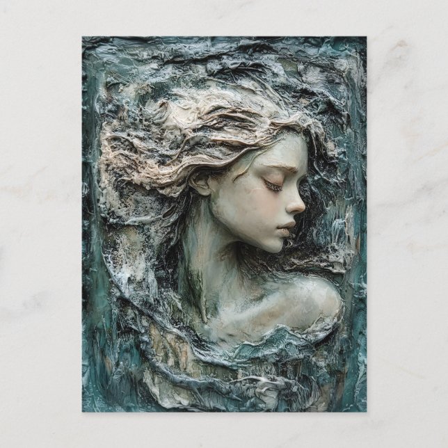 Postal Escultura de una patina de perfil de mujer (Anverso)