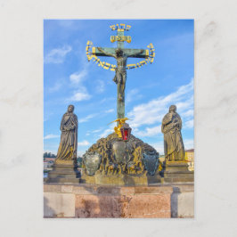 Postal Escultura del Calvario, Puente Carlos, Praga