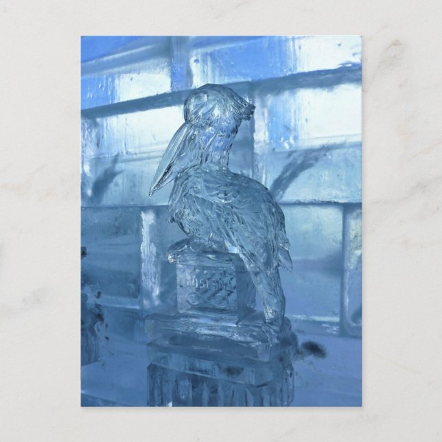 Postal Escultura helada pelicana, Quebec, Canadá (Anverso)