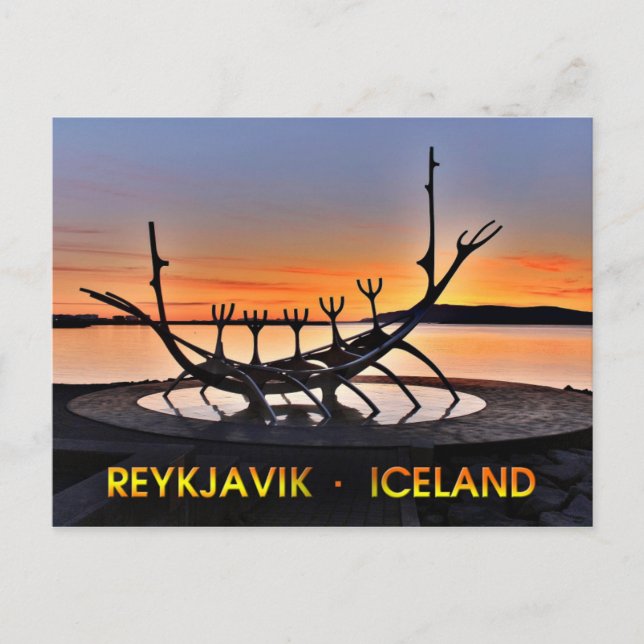 Postal Escultura icónica de Reikiavik, Islandia (Anverso)