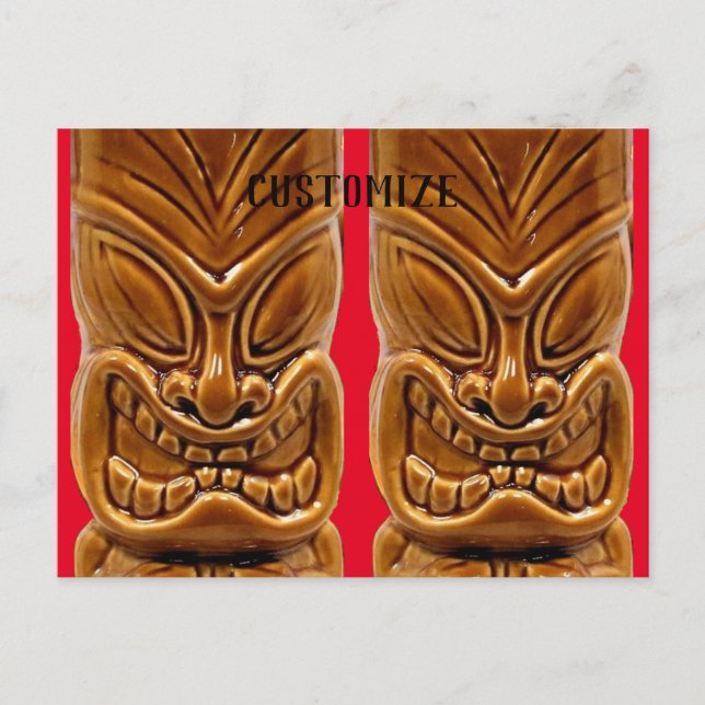 Postal Escultura Tiki de oro Thunder_Cove (Anverso)