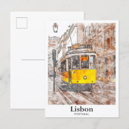 Postal Escurrimiento de la mano de la acuarela de Lisboa