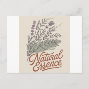 Postal Esencia Natural Vintage Botánico Flor Silvestre 