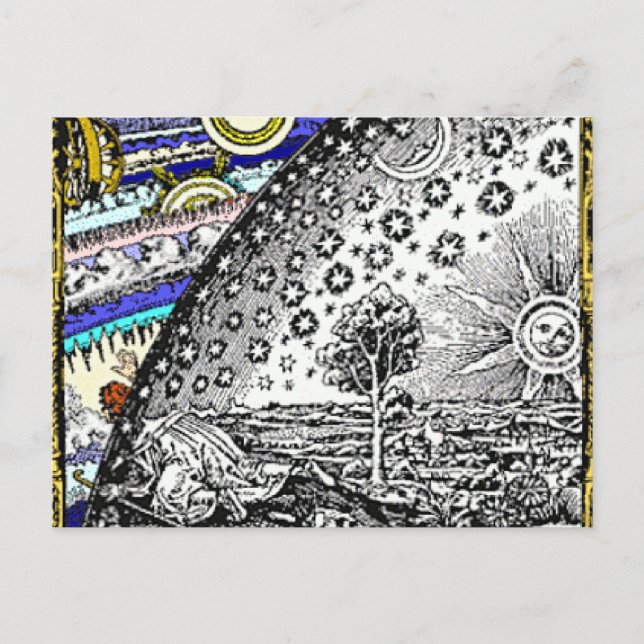 Postal Esfera celeste intrincada Sol Luna Estrellas Plane (Anverso)