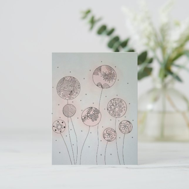 Postal Esferas de jardín tranquilizadoras en medios mixto (Anverso de pie)