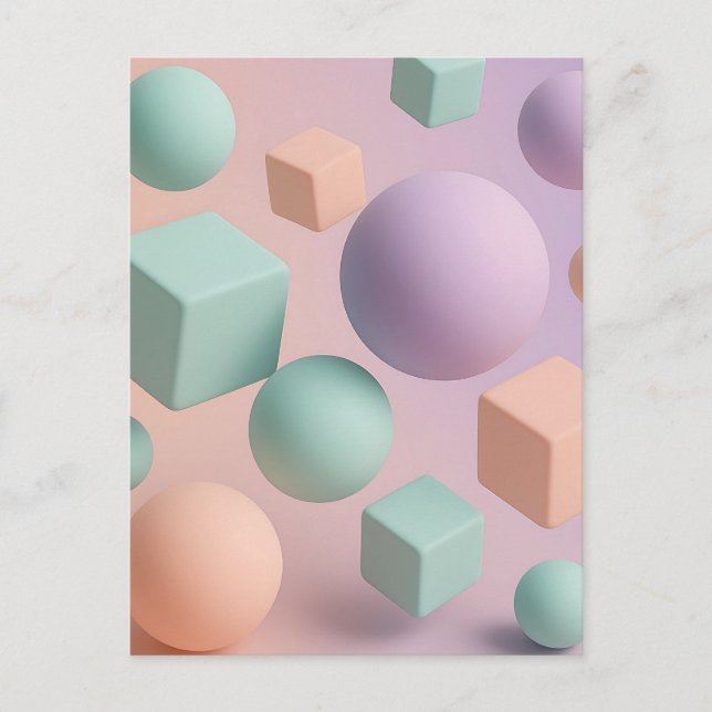 Postal Esferas geométricas de pastel Cubos (Anverso)