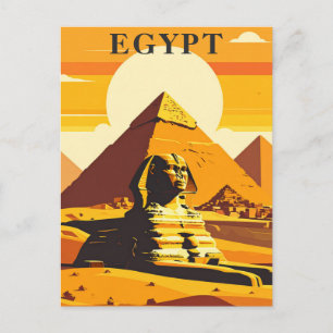 Postal Esfinge de viajes retro de Egipto y Pirámides