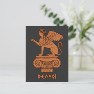 Postal Esfinge en Delfos - Figura Roja Griega Antigua