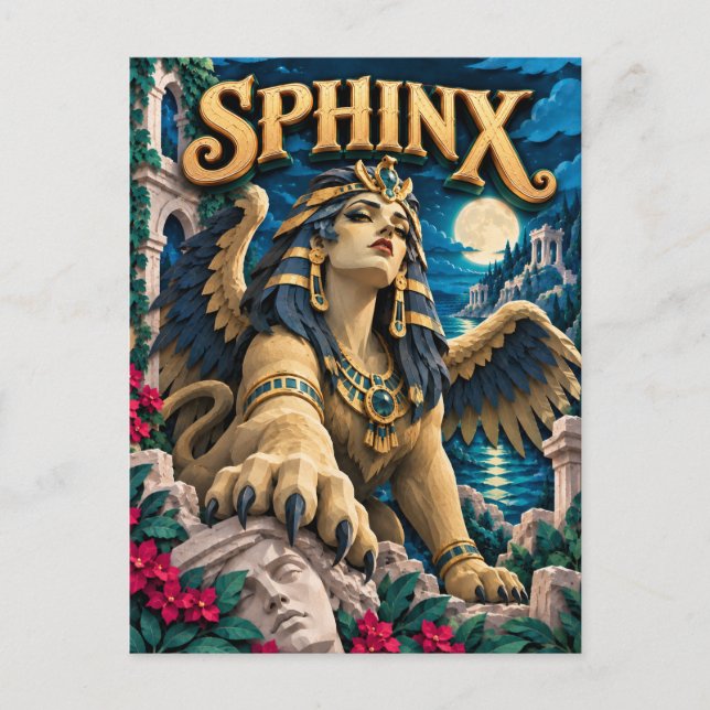 Postal Esfinge, Monstruo de Papel Recortado (Anverso)