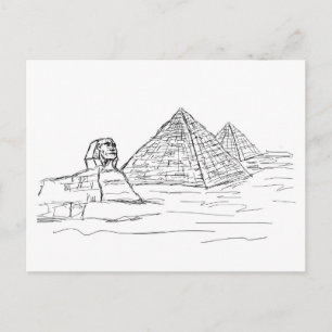 Postal esfinge y pirámides de Egipto