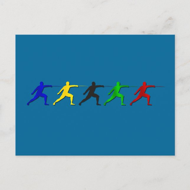 Postal Esgrimidores europeos de esgrima deportiva atleta  (Anverso)