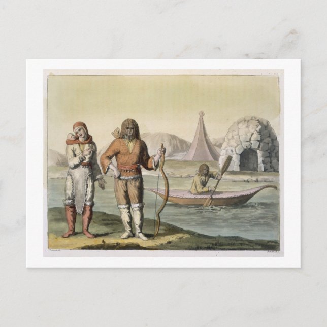 Postal Eskimos en la Bahía de Hudson, de 'Le Costume Anci (Anverso)