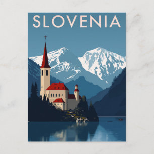 Postal Eslovenia Lago Bled Alpes Retro