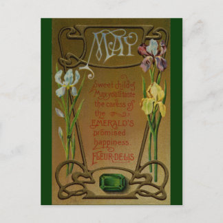 Postal Esmeralda e iris del cumpleaños de mayo