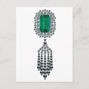 Postal Esmeralda grande con borla de perla negra