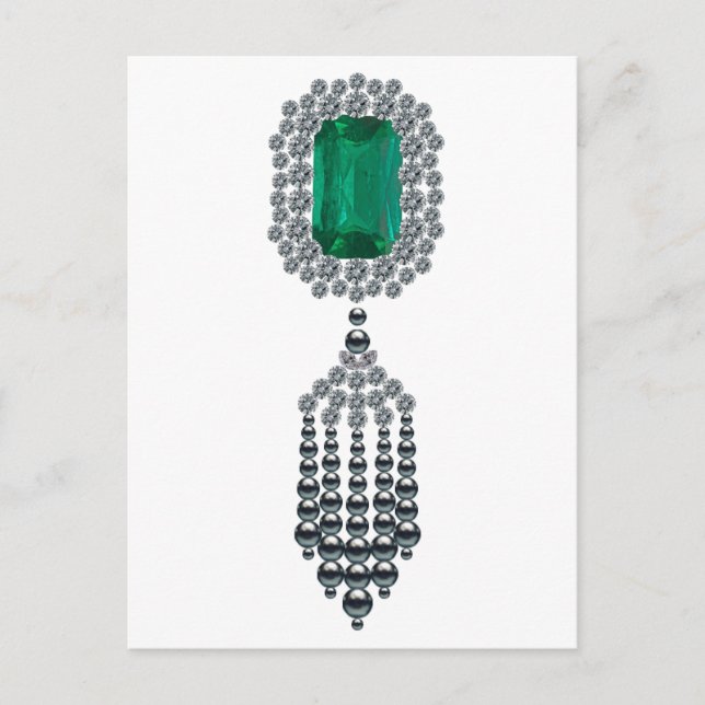 Postal Esmeralda grande con borla de perla negra (Anverso)