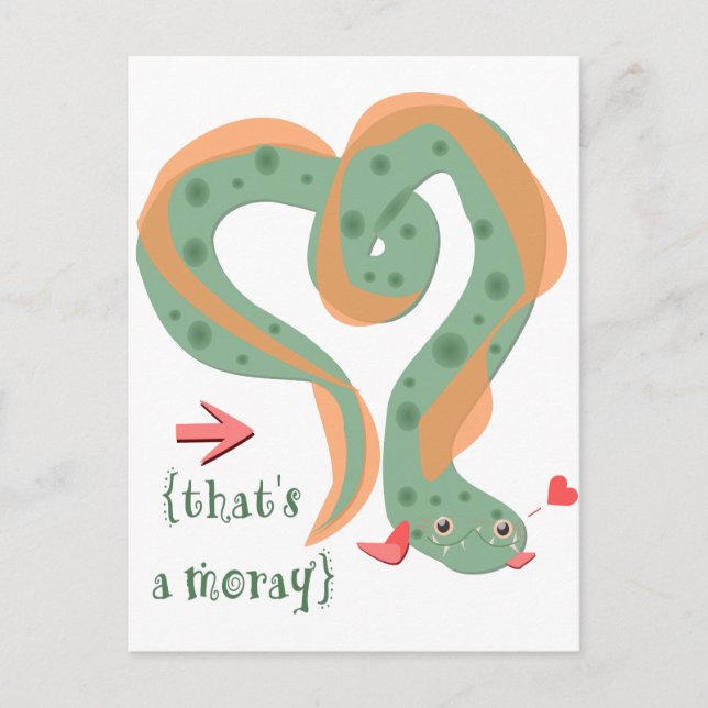 Postal "Eso es un moray" Love Pun Eel (Anverso)