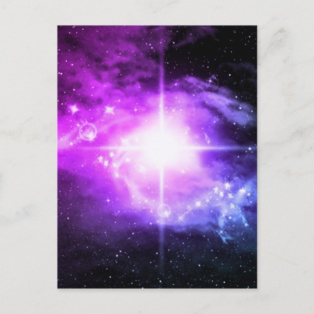 Postal Espacio exterior morado (Anverso)