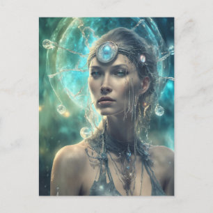 Postal Espacio femenino hermoso Alien Scifi