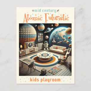 Postal Espacio Futurista Atómico Edad Niños Sala de Juego