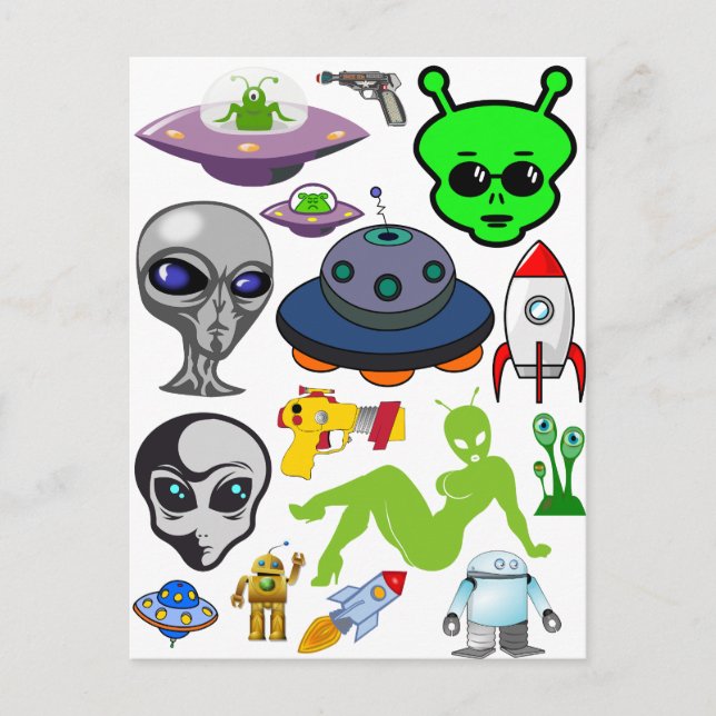 Postal Espacio personalizado Aliens Graves Hoja de colecc (Anverso)
