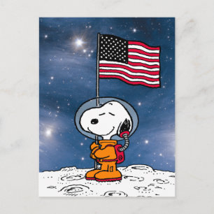 Postal ESPACIO   Snoopy Con Bandera Astronauta