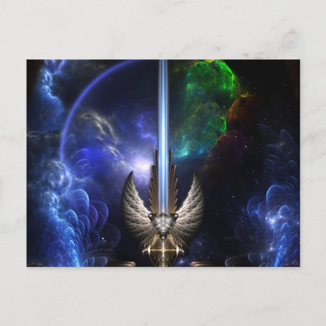 Postal Espada De Ángel Wing Del Arte Fractal De Arklediou (Anverso)