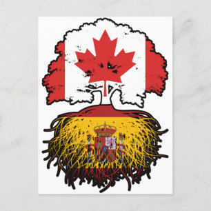 Postal España Bandera de rocas de árbol canadiense canadi