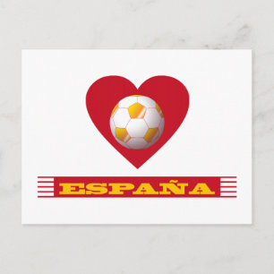 Postal ESPAÑA Fútbol Corazón y Bufanda Brasil 2014