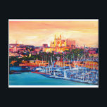 Postal España Isla Balear Palma De Mallorca<br><div class="desc">Se trata de un cuadro de la isla balear de España,  Palma de Mallorca,  con puerto y catedral.</div>