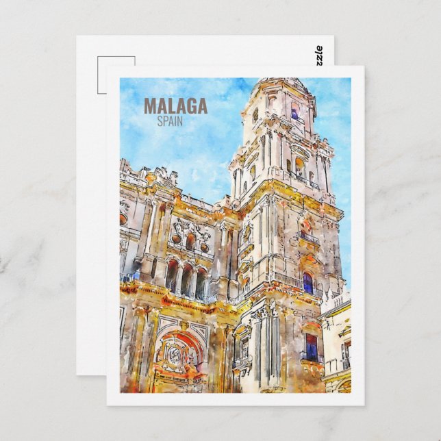 Postal España Málaga Famoso Sketch acuático de viajes (Anverso / Reverso)
