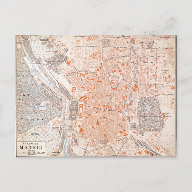 Postal España: Mapa de Madrid, C1920 (Anverso)