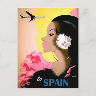 Postal España, mujer con traje de baile tradicional, vint