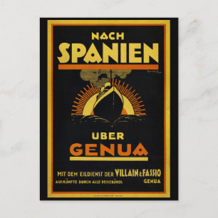 Postal España vía Génova Póster de viaje antiguo restaura