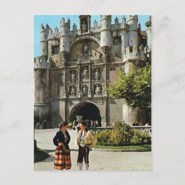 Postal España vintage, Burgos,   Arco de Santa María (Anverso)